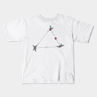 Triangulum Australe (Southern Triangle) Constellation Roses and Hearts Doodle Kids T-Shirt